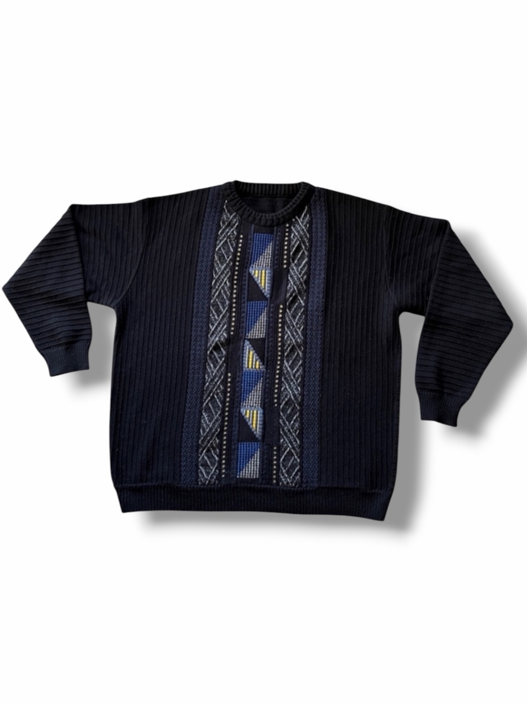 Vintage 80s Italian Wool Embroidered Pullover Sweater Size Xl